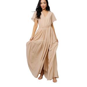 Baltic Born Taupe Kristina Long Maxi Dress Women’s Size Large 12 Wedding Guest